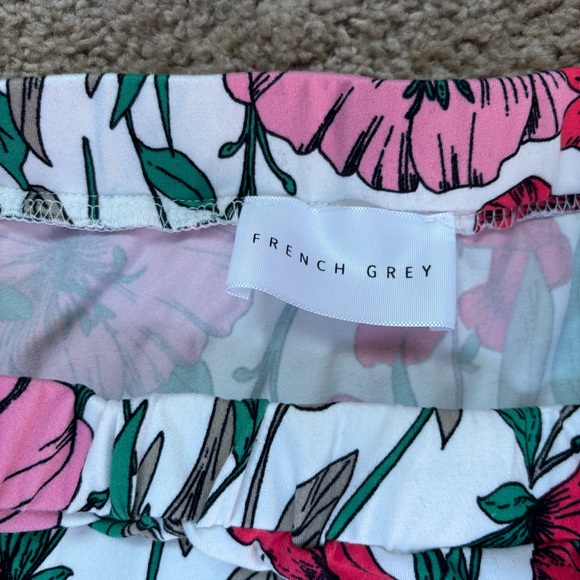 French Grey Floral Skater Skirt - Picture 3 of 5